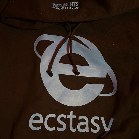 VETEMENTS BLK N BLUE ECSTASY HOODIE 2020 SPRING MEDIUM HOODIE - Picture 2 of 16